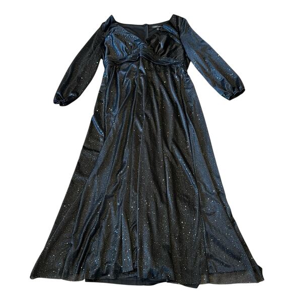 NWT Ever Pretty Women's Sexy V Neck Shiny Evening Dress Black Size 22 - Picture 3 of 10